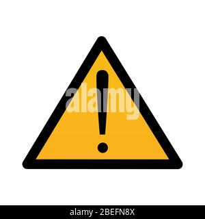 Simbolo di pericolo di attenzione o adesivo isolato su sfondo bianco illustrazione vettoriale Illustrazione Vettoriale
