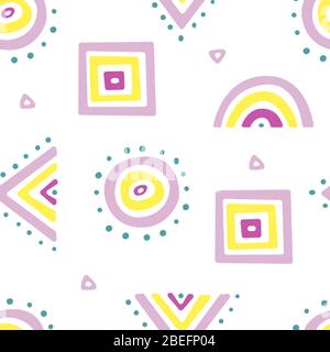 Pattern vettoriale geometrico senza giunture su sfondo chiaro. Opere d'arte per carta da parati, tessuti, biglietti d'auguri, inviti, stampe, arredamento. Illustrazione Vettoriale