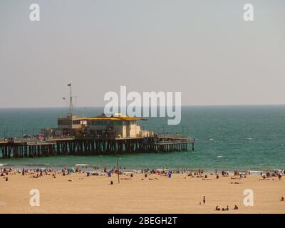 Los Angeles, 21 AGOSTO 2009 - Vista ad alta angolazione del Molo di Santa Monica Foto Stock