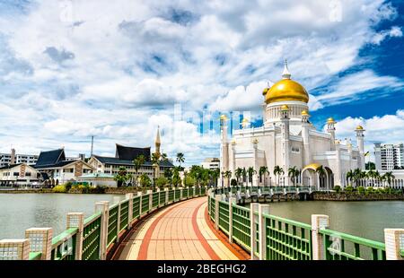 Moschea di Omar Ali Saifuddien a Bandar seri Begawan, Brunei Foto Stock