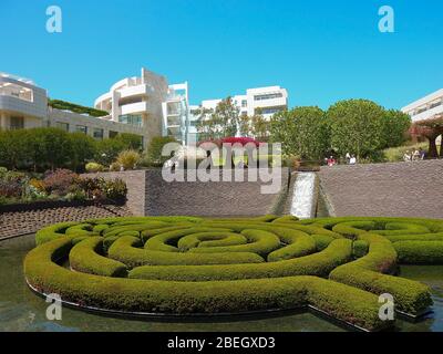 Los Angeles, 21 AGOSTO 2009 - Vista esterna del Giardino Centrale di Robert Irwin del Getty Center Foto Stock