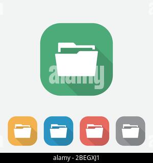 Pulsante icona a colori cartella, simbolo cartella, semplice illustrazione del logo per grafica e web design, UI, UX, app Illustrazione Vettoriale