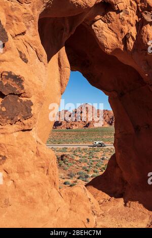 Finestra nel Valley of Fire state Park Foto Stock