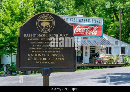 Registro nazionale dei luoghi storici segno per Rabbit Hash, Kentucky Foto Stock