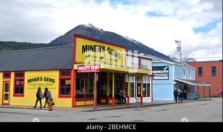 centro di skagway alaska edifici storici Foto Stock