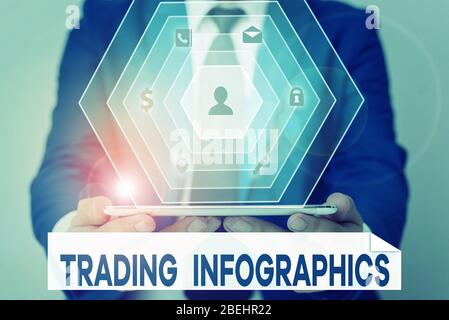 Parola di scrittura di testo Infographics Trading. Business photo presentazione di rappresentazione visiva degli scambi di informazioni o dati Foto Stock