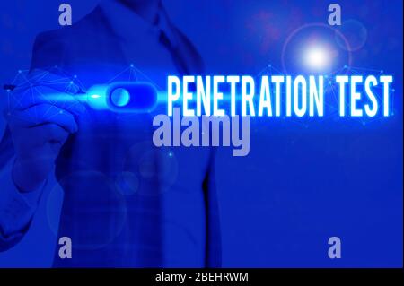 Test Di Penetrazione scrittura testo. Foto concettuale autorizzata simulazione attacco informatico su un sistema informatico Foto Stock