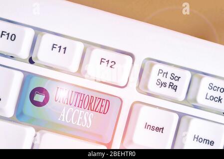 Conceptual la scrittura a mano che mostra l'accesso non autorizzato. Concetto significato l'uso di un computer o in una rete senza autorizzazione Foto Stock