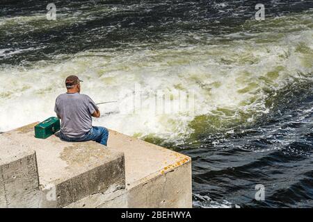 Burleigh Falls Lovesick Lake Dam Selwyn Ontario Canada in estate Foto Stock