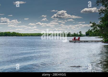 Burleigh Falls Lovesick Lake Dam Selwyn Ontario Canada in estate Foto Stock