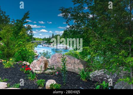 Burleigh Falls Lovesick Lake Dam Selwyn Ontario Canada in estate Foto Stock