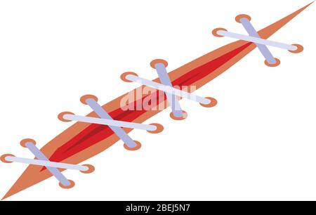 Icona di sutura chirurgo, stile isometrico Illustrazione Vettoriale