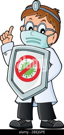 Immagine tematica del virus di lotta del medico 2 - illustrazione del vettore eps10. Illustrazione Vettoriale