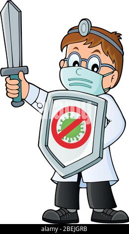 Immagine 1 del tema del virus di lotta del medico - illustrazione del vettore eps10. Illustrazione Vettoriale