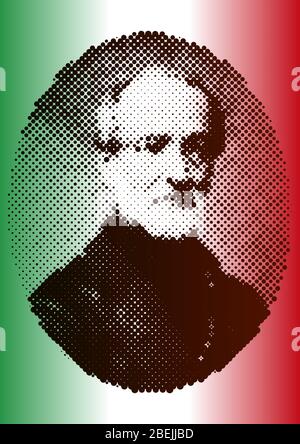 Giuseppe Mazzini uomo storico italiano del Risorgimento, illustrazione vettoriale Illustrazione Vettoriale