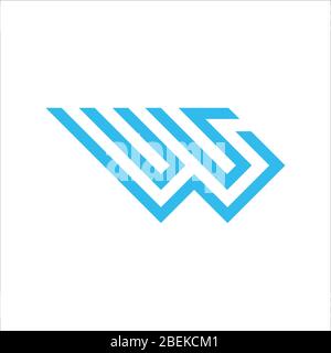 Modello di progettazione vettoriale con logo ws o logo sw iniziale Illustrazione Vettoriale