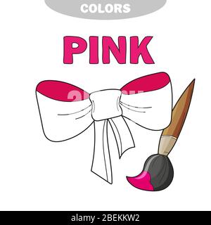 Libro da colorare di arco - colore rosa. Impara i colori. Pagina per bambini Illustrazione Vettoriale