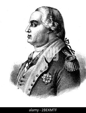 Friedrich Wilhelm Ludolf Gerhard Augustin von Steuben, noto anche come Baron Steuben, 17 settembre 1730 - 28 novembre 1794, è stato un ufficiale prussiano e generale statunitense / Friedrich Wilhelm Ludolf Gerhard Augustin von Steuben, auch bekannt als Baron Steuben, 17. 1730 settembre - 28. Novembre 1794, guerra ein preußischer Offizier und US-amerikanischer Generale, Historiisch, riproduzione digitale migliorata di un originale del 19 ° secolo / digitale Reproduktion einer Originalvorlage aus dem 19. Jahrhundert Foto Stock