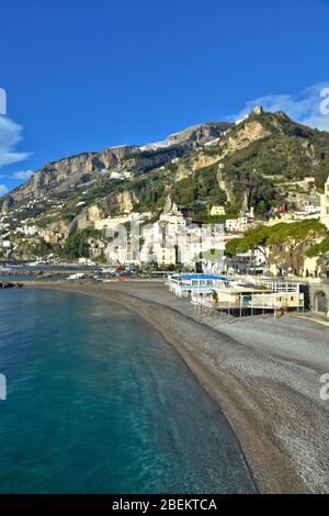 Vista panoramica sulla città di Amalfi in Italia Foto Stock