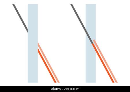 Poggendorff illusione. Illusione geometrico-ottica. Foto Stock
