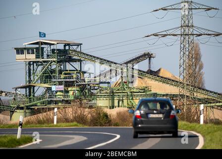 Stabilimento di ghiaia Holemans, vicino a Rees, estrazione di ghiaia e sabbia sul basso Reno, Germania, Foto Stock