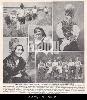 Foto in bianco e nero del 1930, vintage, dei costumi visti nella campagna austriaca. Foto Stock