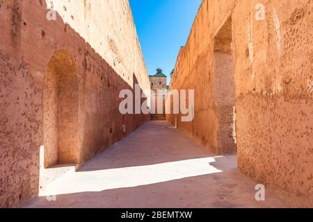 Rovine al Palazzo El Badi a Marrakesh Marocco Foto Stock