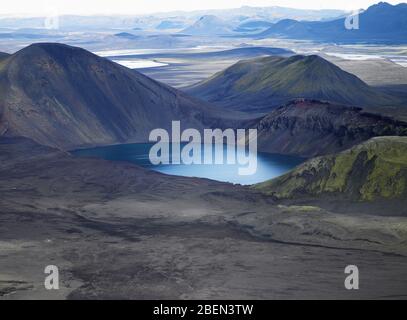 Veduta aerea del Lago Domadalsvatn nelle Highlands dell'Islanda Foto Stock