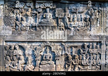 Tempio di Borobudur in Java centrale, Indonesia Foto Stock