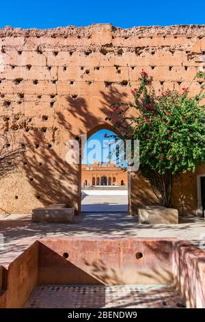 Rovine al Palazzo El Badi a Marrakesh Marocco Foto Stock