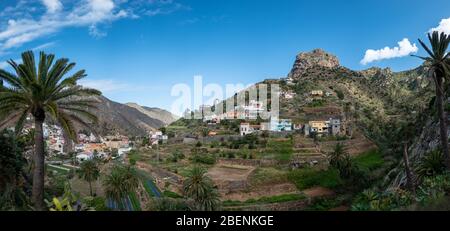 Alcune case vicino Vallehermoso sulla Gomera Foto Stock