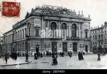 Vue du theater et la Place de la comedie a Montpellier, Herault carte postale 1907 Collection privee Foto Stock