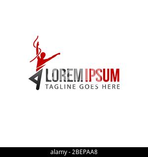 silhouette di donna danzante nei colori rosso nero Illustrazione Vettoriale