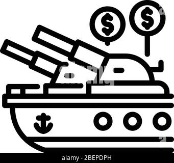 Icona nave da guerra commerciale, stile contorno Illustrazione Vettoriale