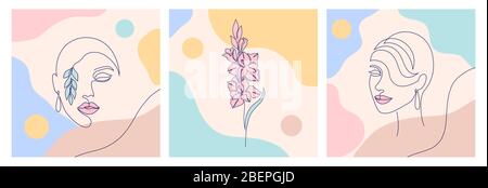 donna volti e gladiolo Illustrazione Vettoriale