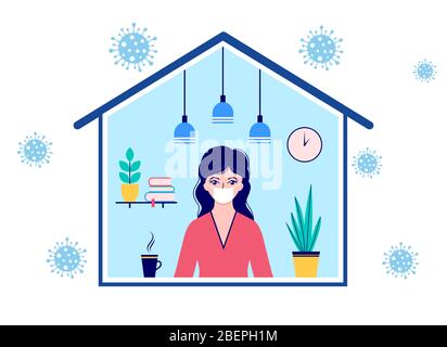 Rimani a casa durante la pandemia Illustrazione Vettoriale