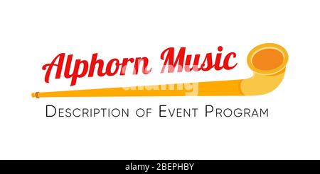 Alphorn Music Vector scritta con Alpine Horn Title e Descrizione Illustrazione Vettoriale