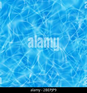 Luce blu oceano senza cuciture. Ondulazione di mare con raggi di sole sparsi. Struttura della piscina. Riflessi luminosi e azzurrati della luce del sole. EPS 10 Illustrazione Vettoriale