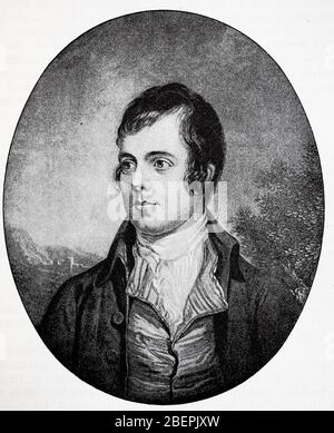 Robert Burns, 25 gennaio 1759 - 21 luglio 1796 è stato un poeta scozzese / Robert Burns, 25. Gennaio 1759 - 21. Juli 1796 war ein schottischer Dichter, Historisch, riproduzione digitale migliorata di un originale del 19 ° secolo / digitale Reproduktion einer Originalvorlage aus dem 19. Jahrhundert Foto Stock