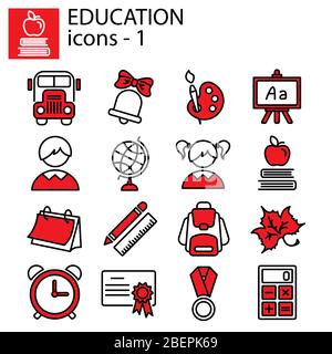 Linea Web impostata. Istruzione (scuola) Illustrazione Vettoriale