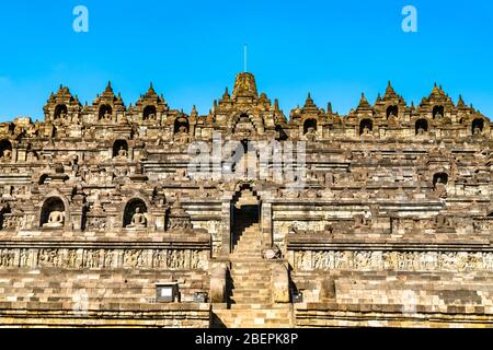 Tempio di Borobudur in Java centrale, Indonesia Foto Stock