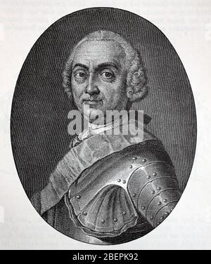 Center Christoph von Schwerin Christoph von Schwerin Christoph von Schwerin, 26 ottobre 1684 – 6 maggio 1757, è stato un . 1740 26 Ottobre 1684 - 6. Mai 1757, war ein preußischer Generalfeldmarschall ab 1740, Historisch, riproduzione digitale migliorata di un originale del 19 ° secolo / digitale Reproduktion einer Originalvorlage aus dem 19. Jahrhundert Foto Stock