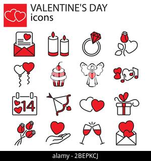 Icone Web Set - San Valentino Illustrazione Vettoriale