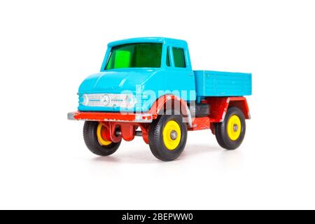 Lesney prodotti modello di giocattolo per auto Matchbox 1-75 serie n. 49 Mercedes-Benz Unimog Foto Stock