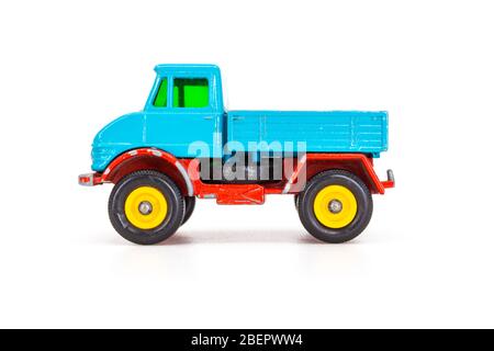 Lesney prodotti Matchbox modello giocattolo auto 1-75 serie n. 49 Mercedes-Benz Unimog vista laterale Foto Stock