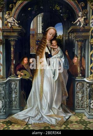 Vergine e Bambino circondato da Angeli 1500 da Quentin Massys METSYS -1466-1530 belga, Belgio, fiammingo, Foto Stock