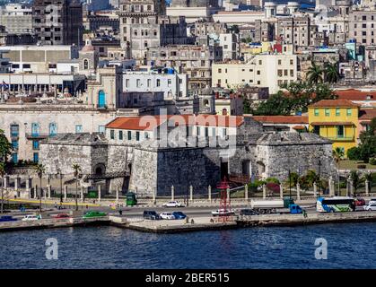 Castillo de la Real Fuerza, Castello della forza reale, vista elevata, la Habana Vieja, l'Avana, la Habana Provincia, Cuba Foto Stock