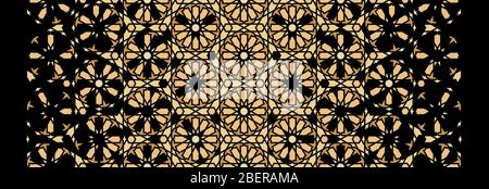 Ricco di nero e oro, lussuoso, di lusso, islamico di alta qualità, motivo geometrico decorativo marocchino. Motivo vettoriale marocchino senza giunture. Disintegrazione araba Illustrazione Vettoriale