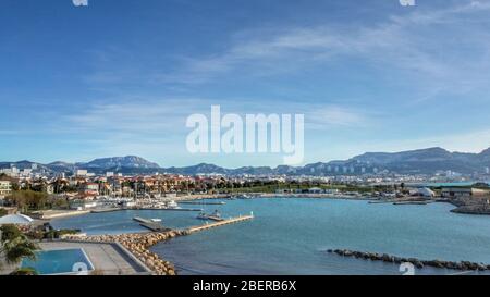 La Corniche Kennedy, Vista su Marsiglia, Francia Foto Stock