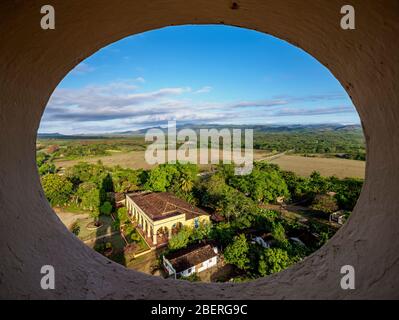 Tenuta Manaca Iznaga, vista elevata, Valle de los Ingenios, Provincia Sancti Spiritus, Cuba Foto Stock